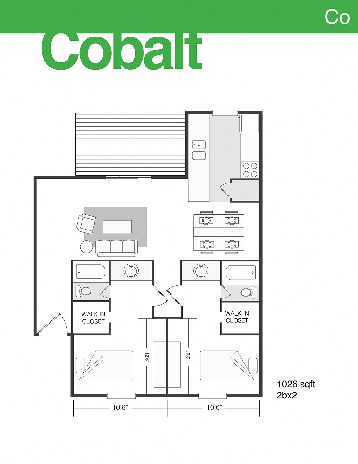 2 Bedroom A 2 Bathroom Floor Plan 2 Bedroom A 2 Bathroom Floor Plan at The Element Austin, Texas, 78741